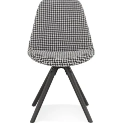 ALTEREGO Chaise vintage 'RICKY' en tissu pied de poule et pieds en bois noir Best