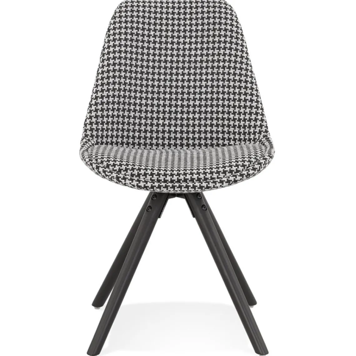 ALTEREGO Chaise vintage 'RICKY' en tissu pied de poule et pieds en bois noir Best