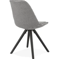 ALTEREGO Chaise vintage 'RICKY' en tissu pied de poule et pieds en bois noir Best