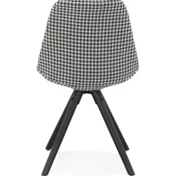 ALTEREGO Chaise vintage 'RICKY' en tissu pied de poule et pieds en bois noir Best