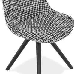 ALTEREGO Chaise vintage 'RICKY' en tissu pied de poule et pieds en bois noir Best