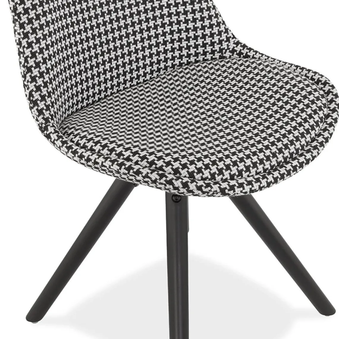 ALTEREGO Chaise vintage 'RICKY' en tissu pied de poule et pieds en bois noir Best