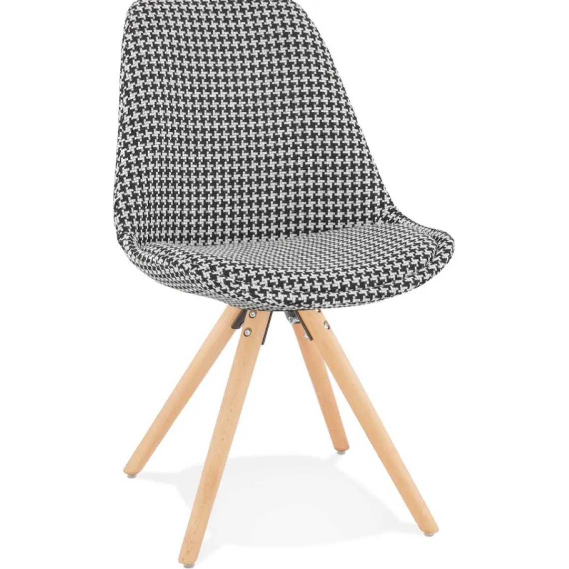 ALTEREGO Chaise vintage 'RICKY' en tissu pied de poule et pieds en bois naturel Online