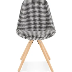 ALTEREGO Chaise vintage 'RICKY' en tissu pied de poule et pieds en bois naturel Online