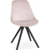 ALTEREGO Chaise vintage 'RICKY' en velours rose et pieds en bois noir Outlet