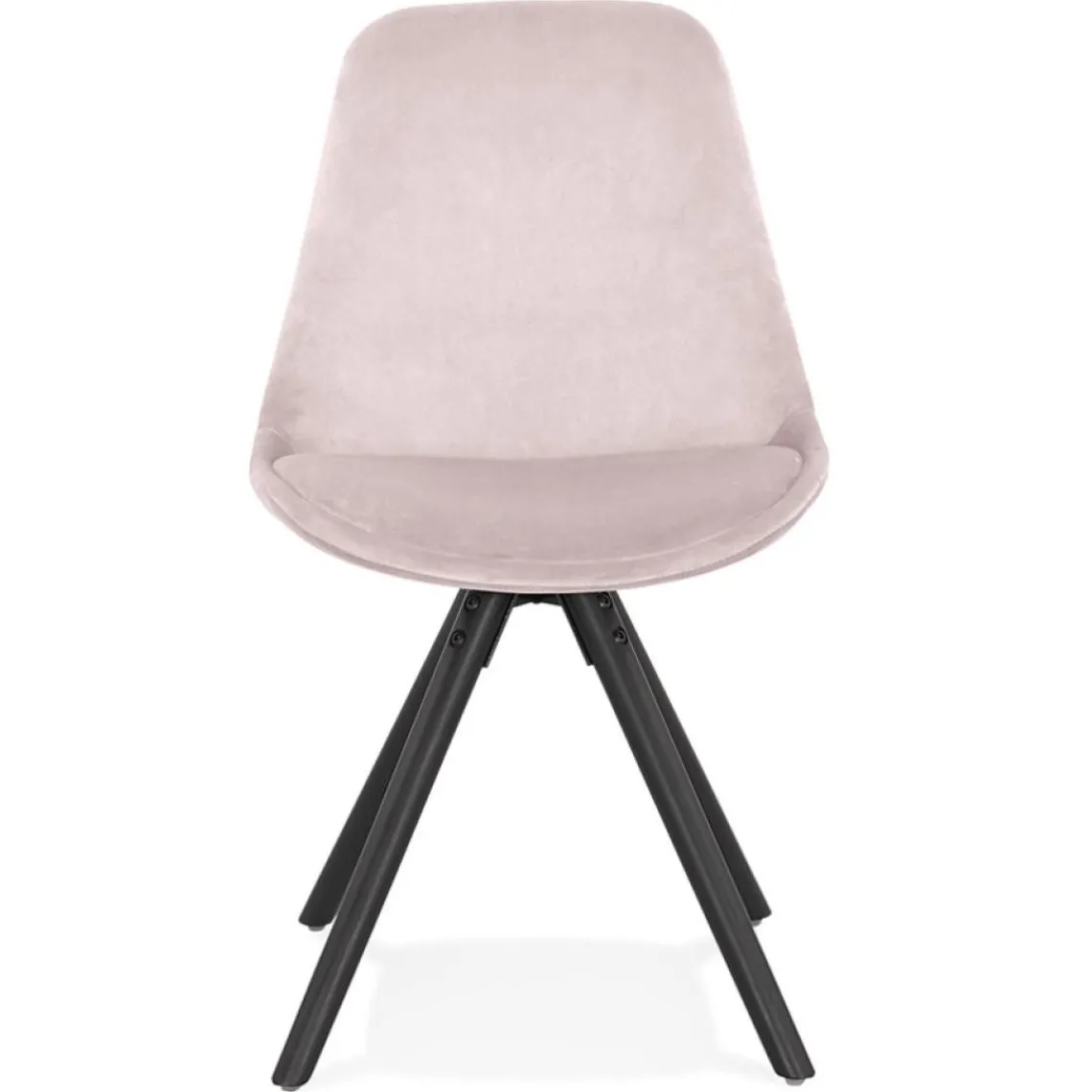 ALTEREGO Chaise vintage 'RICKY' en velours rose et pieds en bois noir Outlet