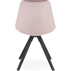 ALTEREGO Chaise vintage 'RICKY' en velours rose et pieds en bois noir Outlet