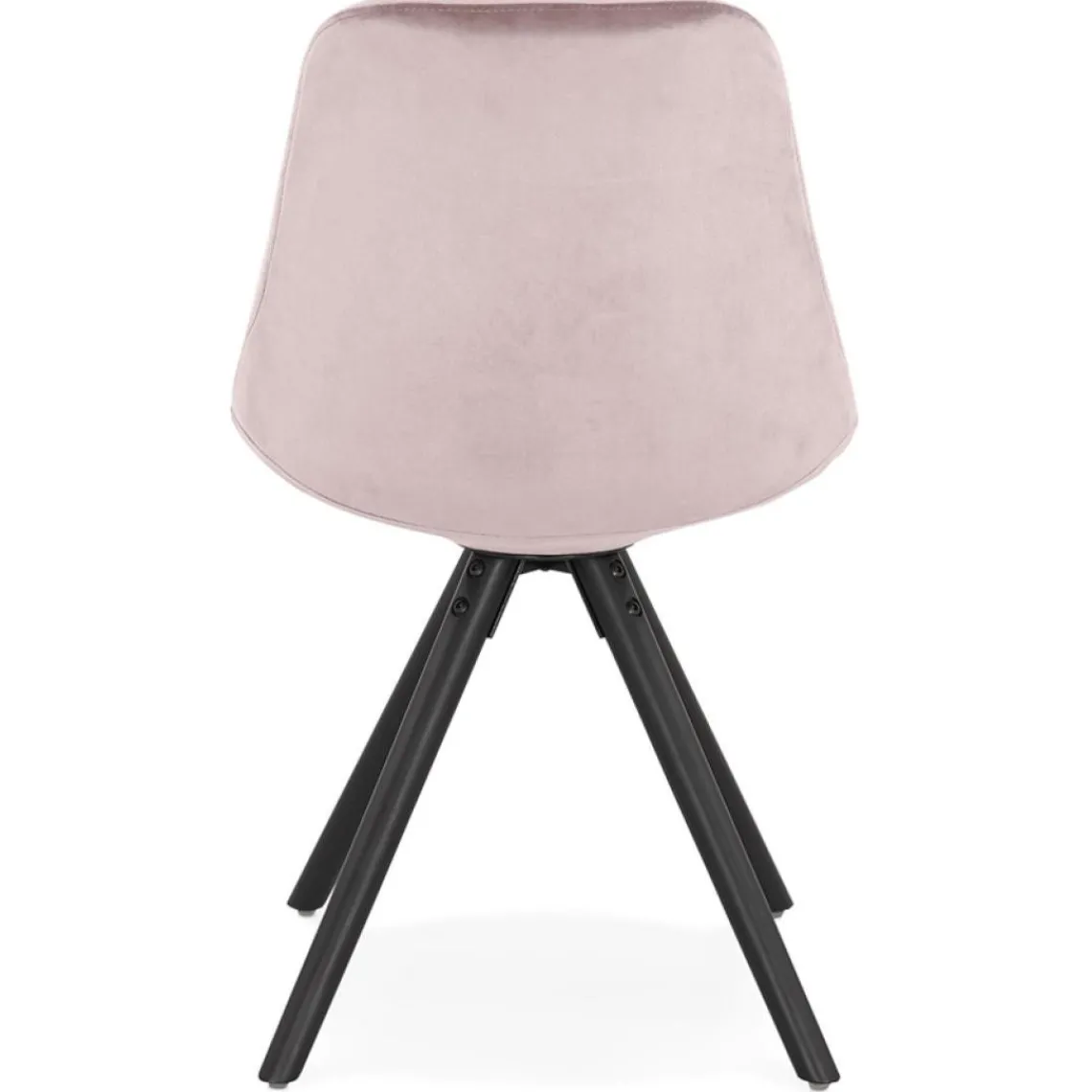 ALTEREGO Chaise vintage 'RICKY' en velours rose et pieds en bois noir Outlet