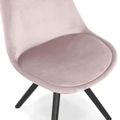 ALTEREGO Chaise vintage 'RICKY' en velours rose et pieds en bois noir Outlet