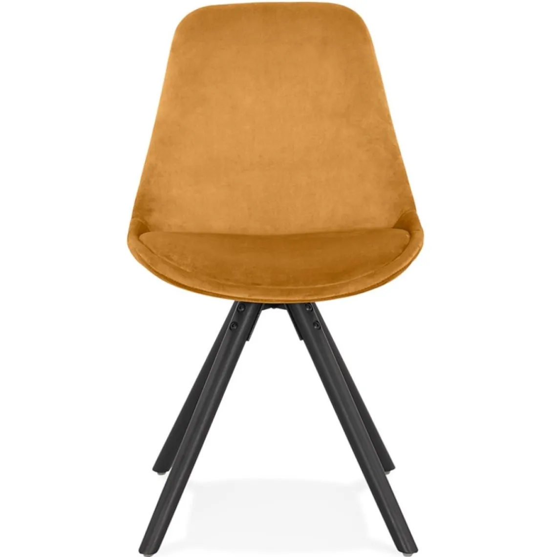 ALTEREGO Chaise vintage 'RICKY' en velours moutarde et pieds en bois noir