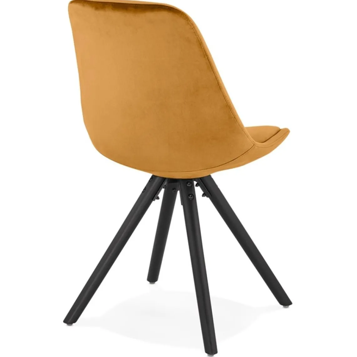 ALTEREGO Chaise vintage 'RICKY' en velours moutarde et pieds en bois noir