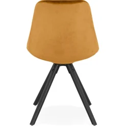 ALTEREGO Chaise vintage 'RICKY' en velours moutarde et pieds en bois noir