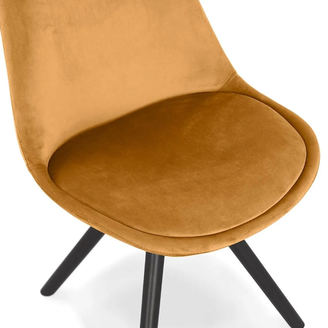 ALTEREGO Chaise vintage 'RICKY' en velours moutarde et pieds en bois noir