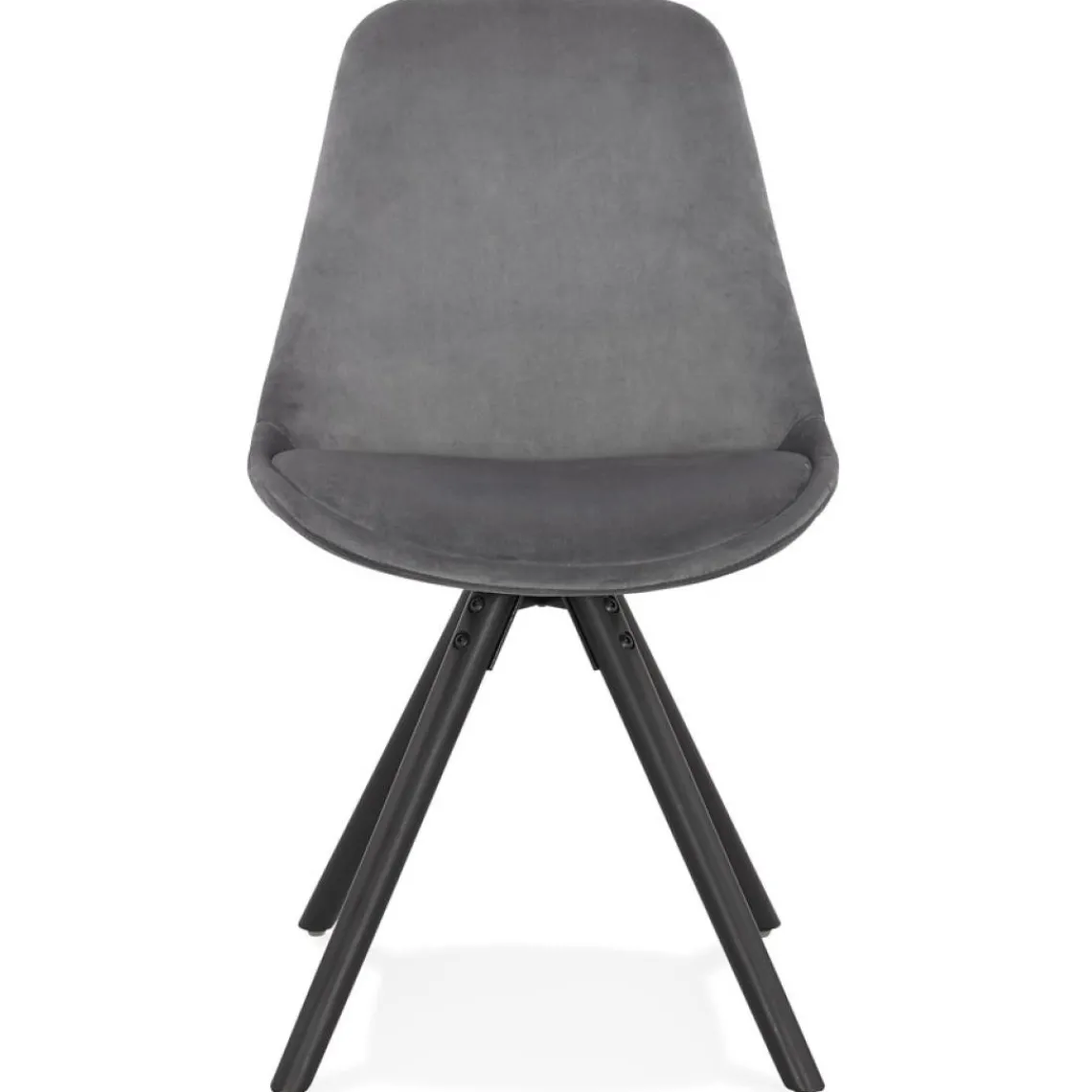 ALTEREGO Chaise vintage 'RICKY' en velours gris et pieds en bois noir New