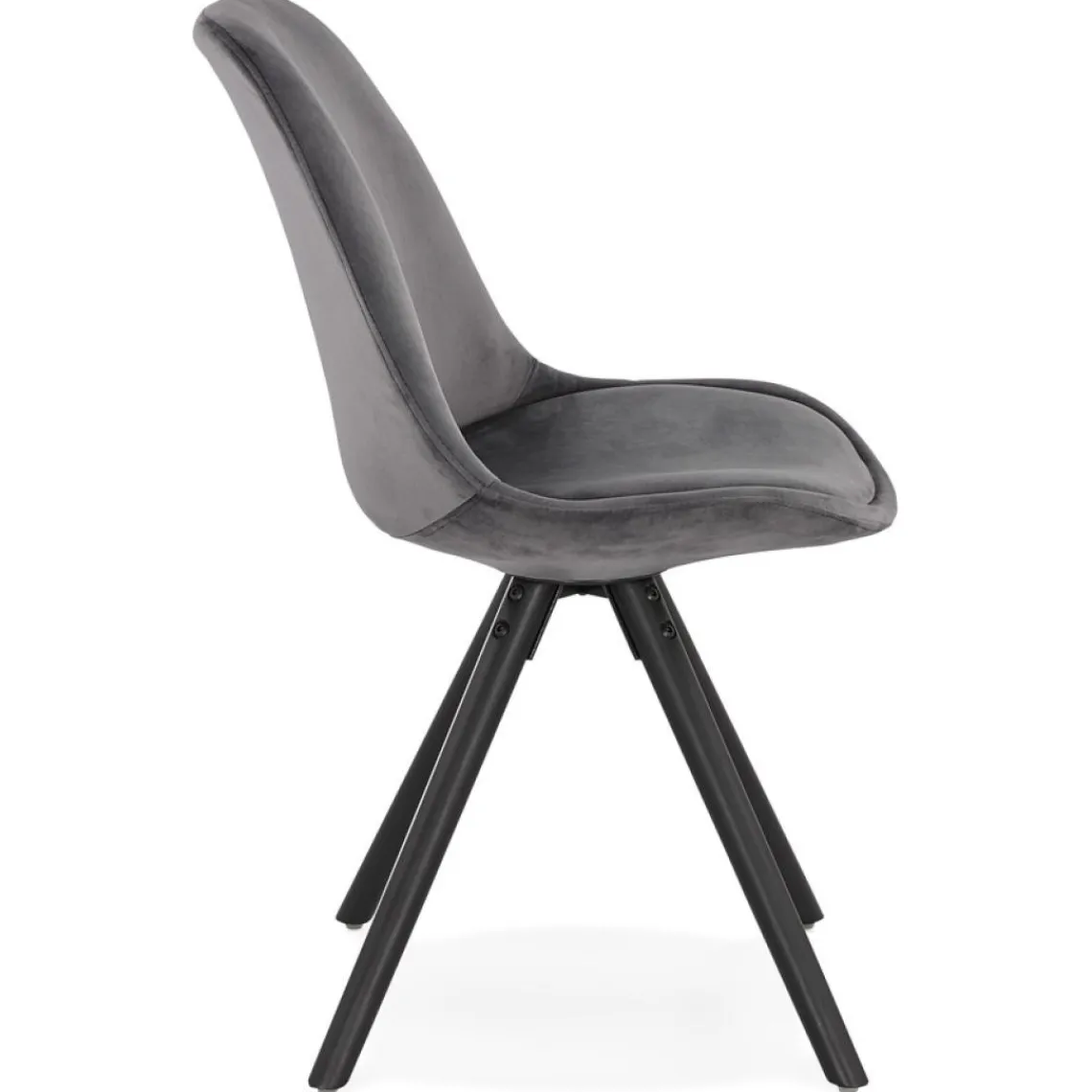 ALTEREGO Chaise vintage 'RICKY' en velours gris et pieds en bois noir New