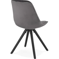 ALTEREGO Chaise vintage 'RICKY' en velours gris et pieds en bois noir New