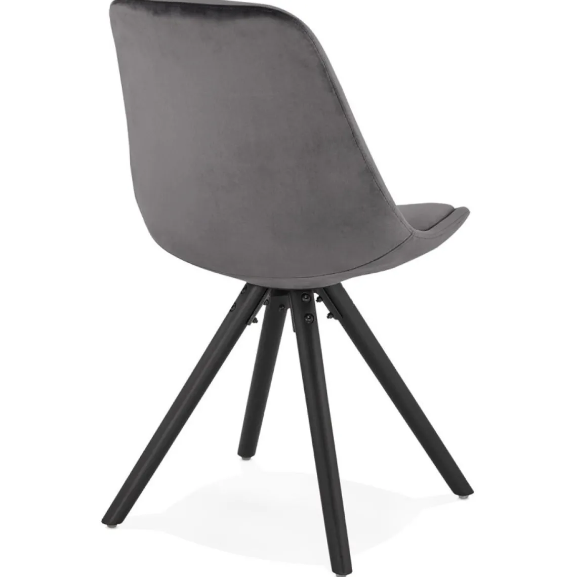 ALTEREGO Chaise vintage 'RICKY' en velours gris et pieds en bois noir New