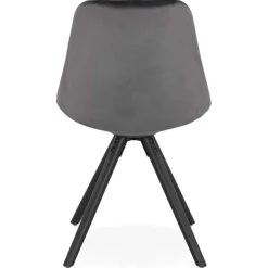 ALTEREGO Chaise vintage 'RICKY' en velours gris et pieds en bois noir New