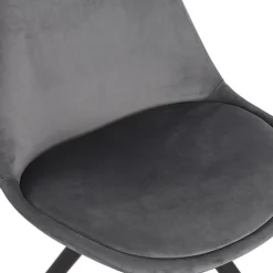 ALTEREGO Chaise vintage 'RICKY' en velours gris et pieds en bois noir New