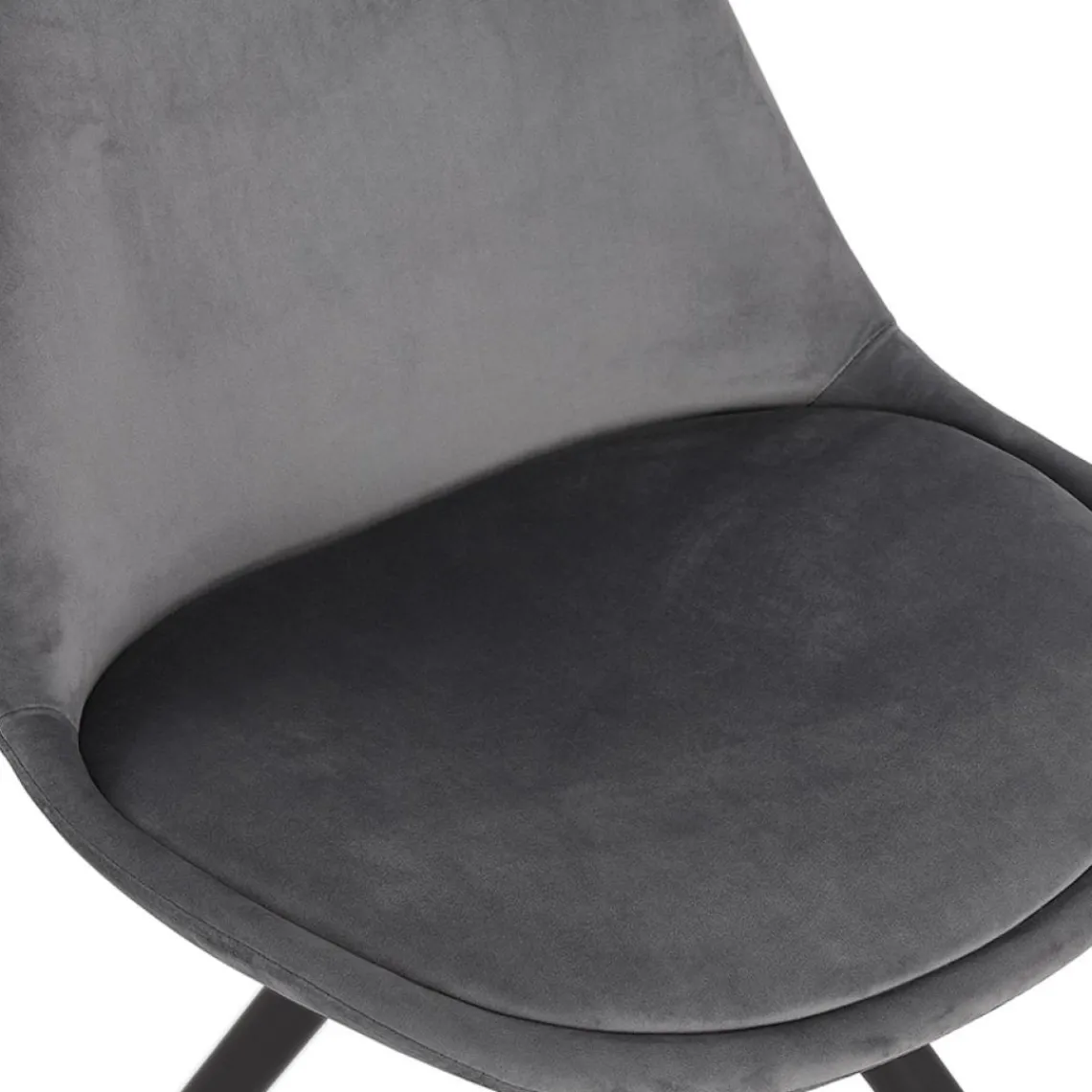 ALTEREGO Chaise vintage 'RICKY' en velours gris et pieds en bois noir New