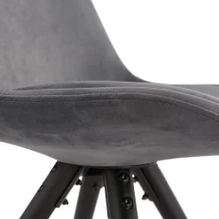 ALTEREGO Chaise vintage 'RICKY' en velours gris et pieds en bois noir New