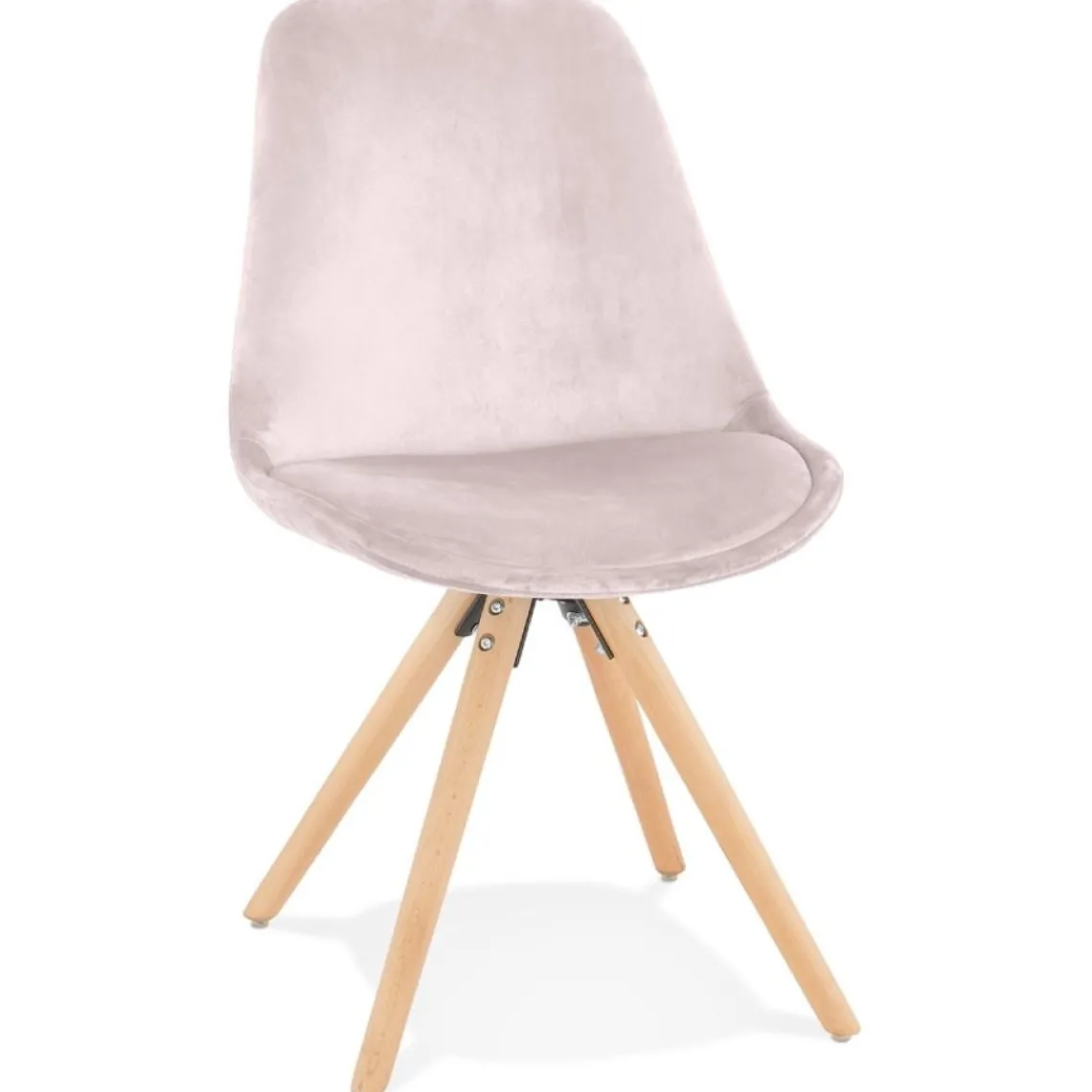 ALTEREGO Chaise vintage 'RICKY' en velours rose et pieds en bois naturel Discount