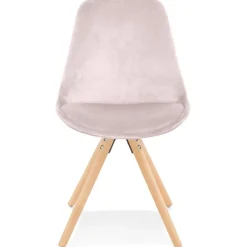 ALTEREGO Chaise vintage 'RICKY' en velours rose et pieds en bois naturel Discount