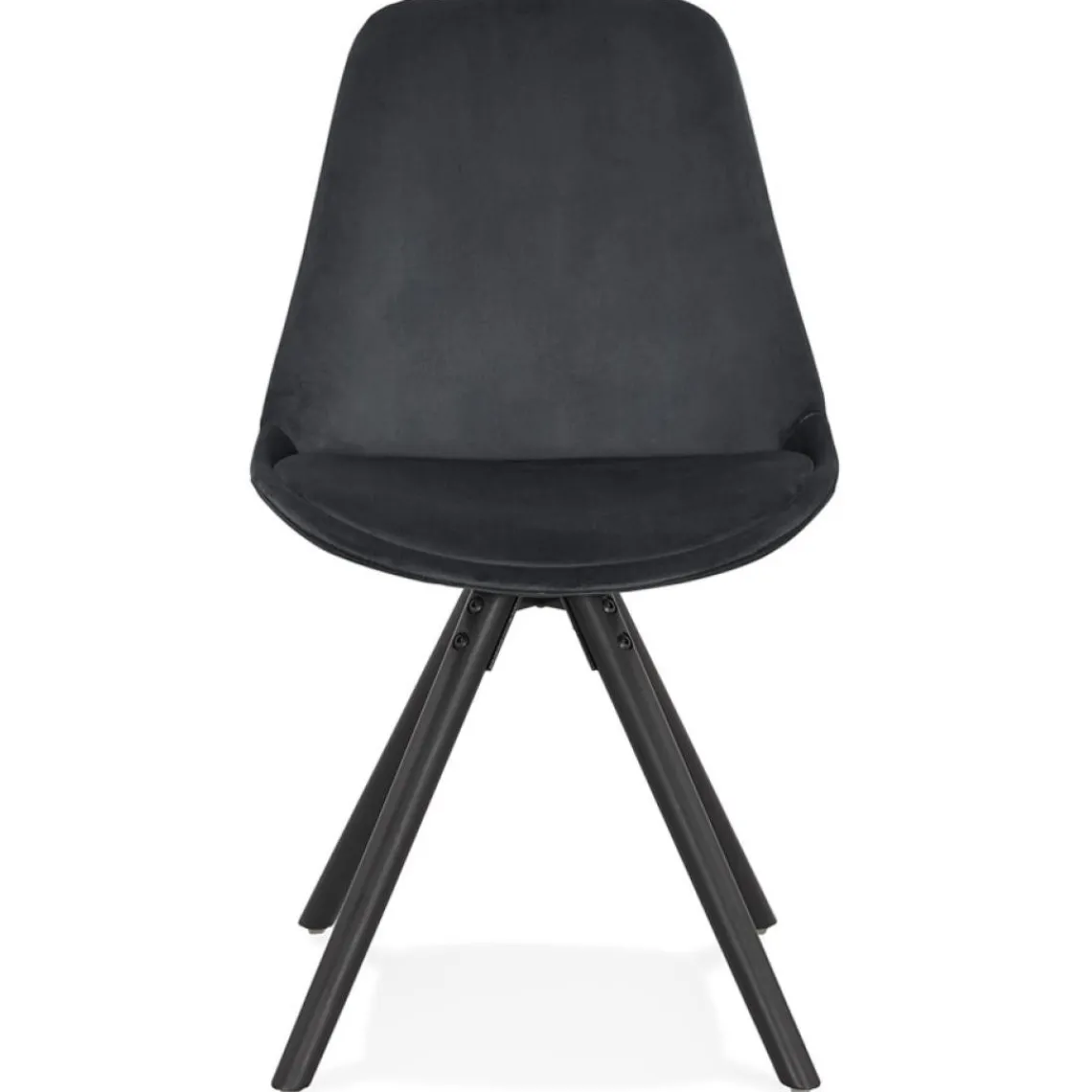 ALTEREGO Chaise vintage 'RICKY' en velours noir et pieds en bois noir Outlet