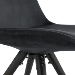 ALTEREGO Chaise vintage 'RICKY' en velours noir et pieds en bois noir Outlet