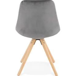 ALTEREGO Chaise vintage 'RICKY' en velours gris et pieds en bois naturel Online