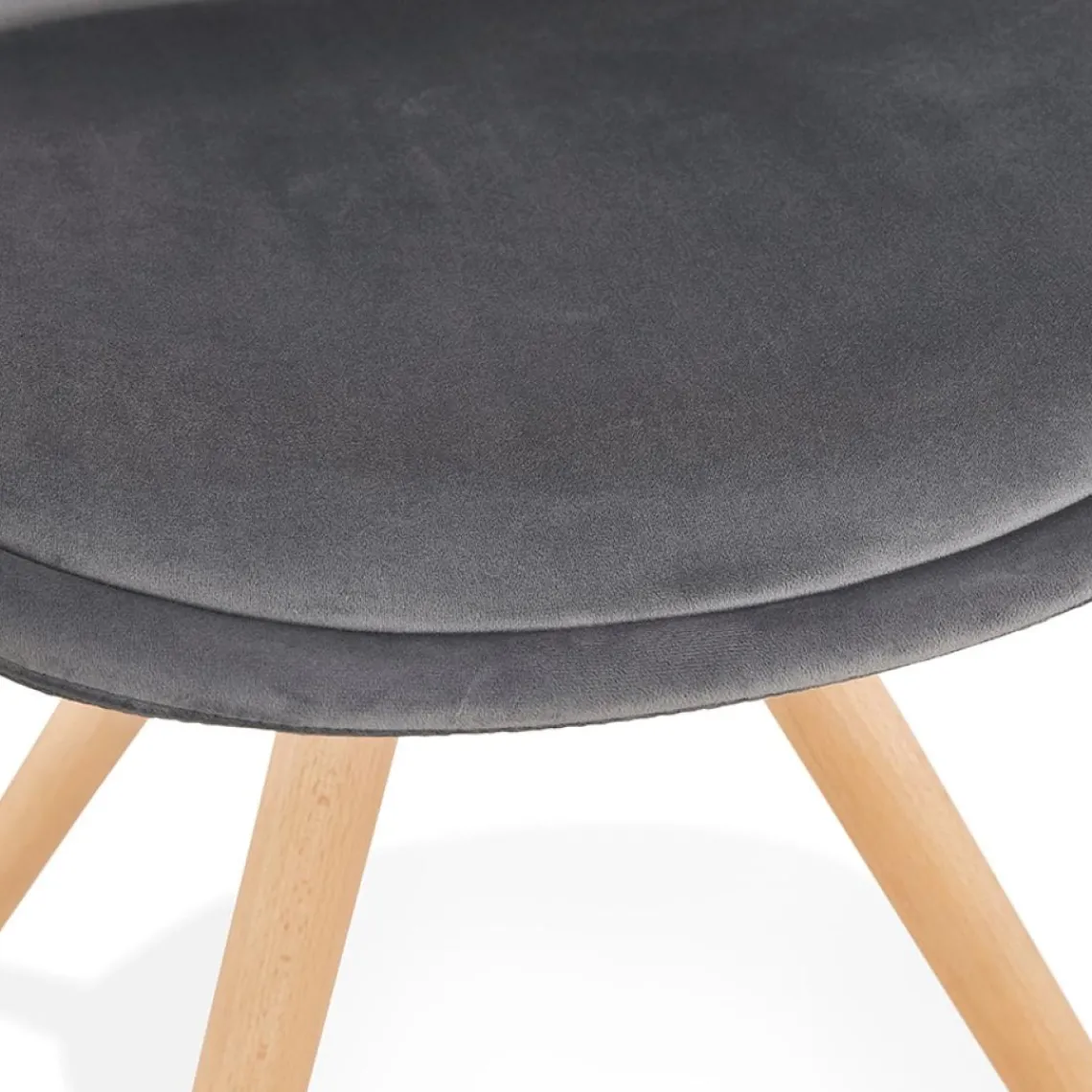 ALTEREGO Chaise vintage 'RICKY' en velours gris et pieds en bois naturel Online