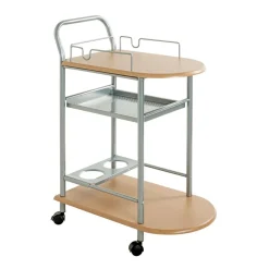 3S. x Home Chariot de cuisine double plateau couleur hètre Discount