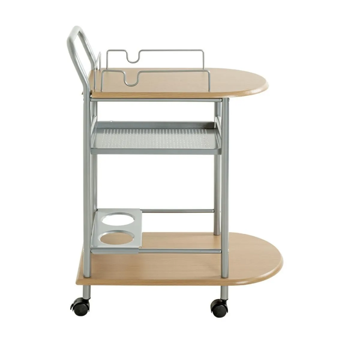 3S. x Home Chariot de cuisine double plateau couleur hètre Discount