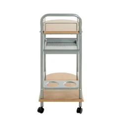 3S. x Home Chariot de cuisine double plateau couleur hètre Discount