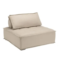 Macabane Chauffeuse capitonnée beige avec dossier et coussin Outlet