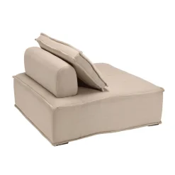 Macabane Chauffeuse capitonnée beige avec dossier et coussin Outlet
