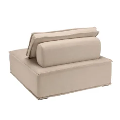 Macabane Chauffeuse capitonnée beige avec dossier et coussin Outlet