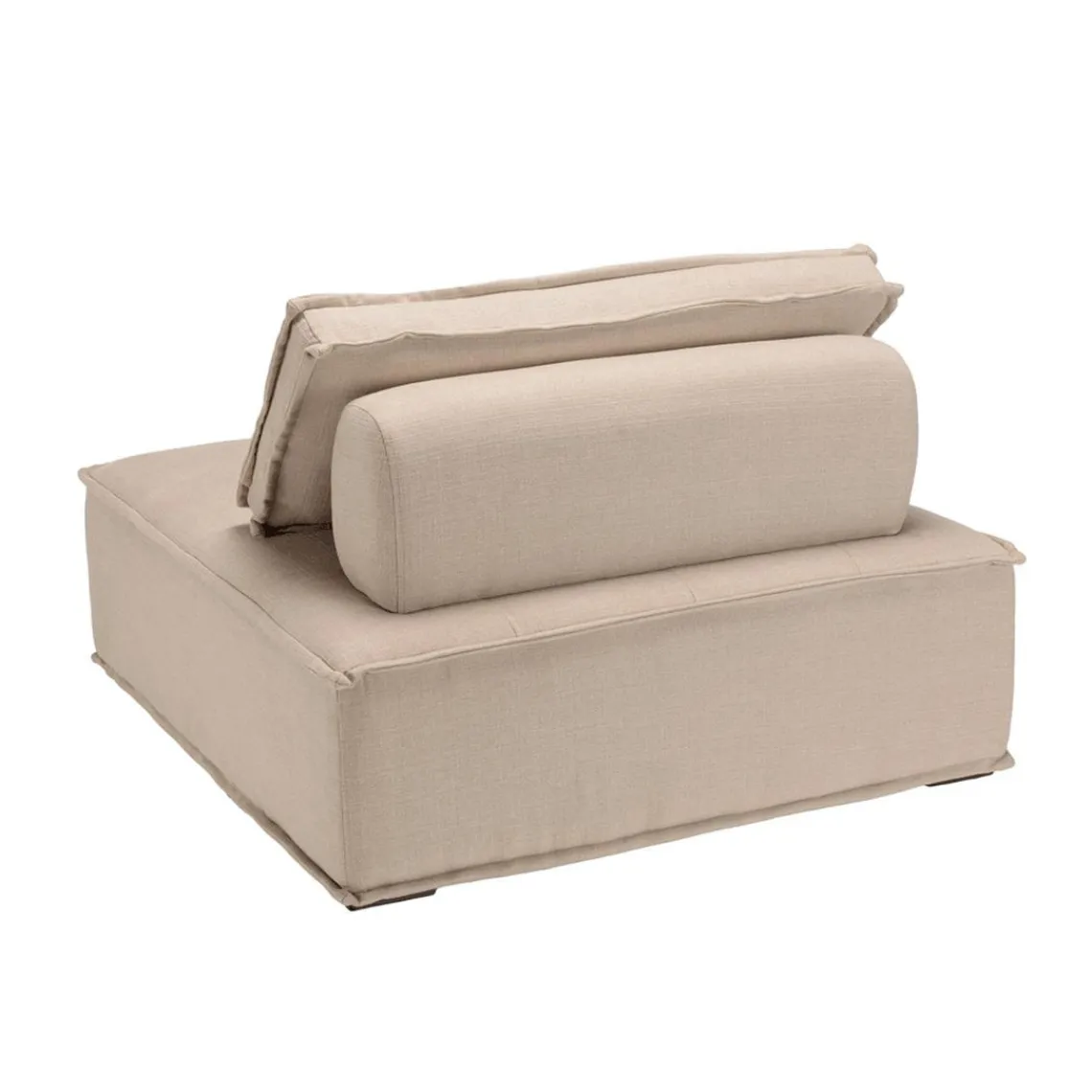 Macabane Chauffeuse capitonnée beige avec dossier et coussin Outlet