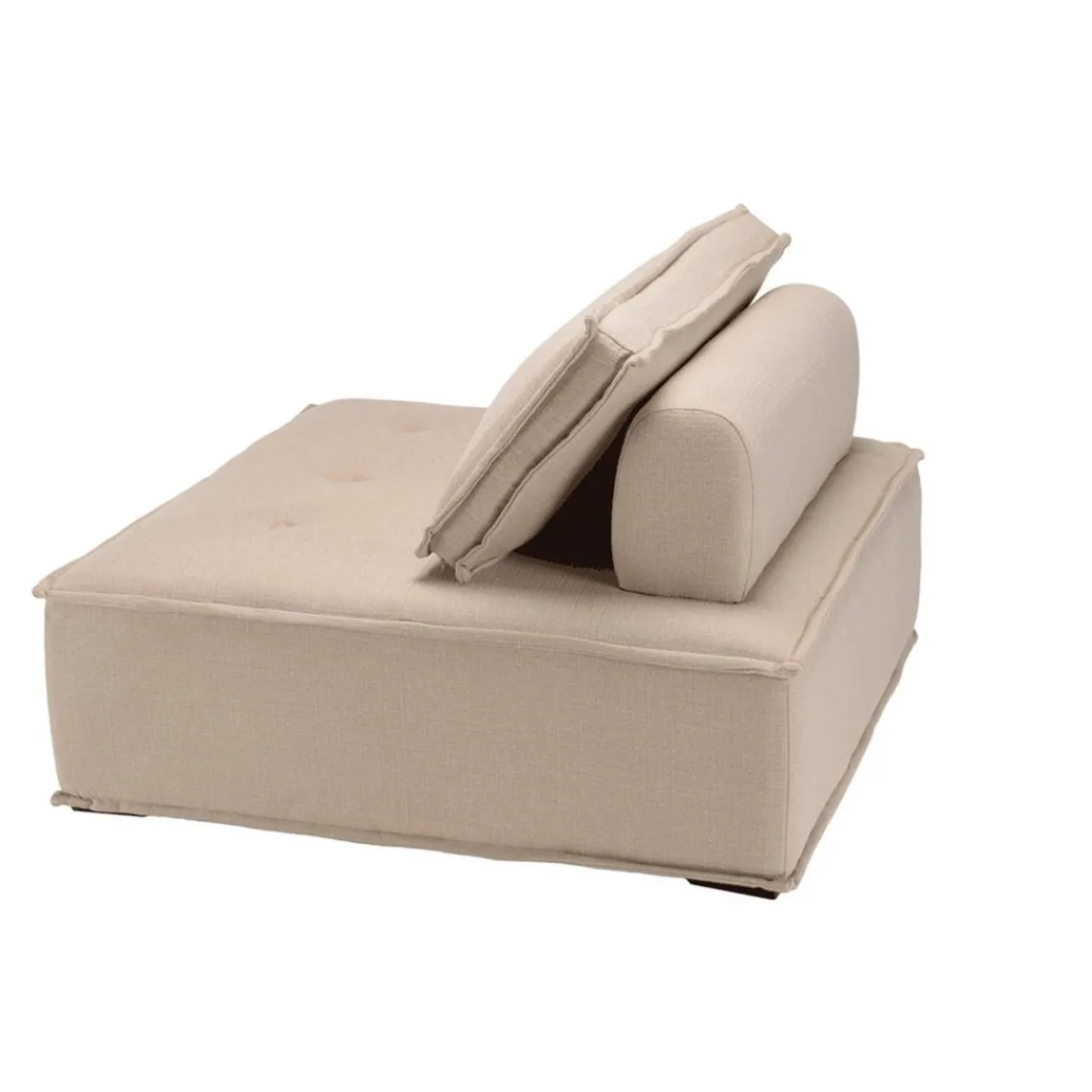 Macabane Chauffeuse capitonnée beige avec dossier et coussin Outlet