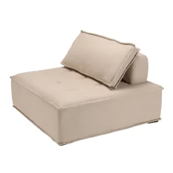 Macabane Chauffeuse capitonnée beige avec dossier et coussin Outlet