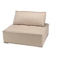 Macabane Chauffeuse capitonnée beige avec dossier et coussin Outlet