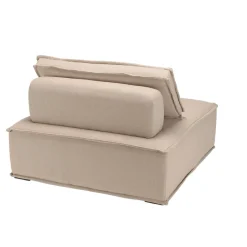 Macabane Chauffeuse capitonnée beige avec dossier et coussin Outlet