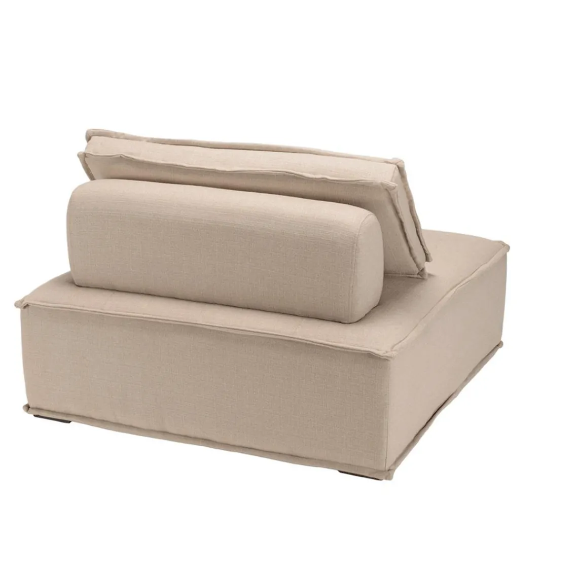 Macabane Chauffeuse capitonnée beige avec dossier et coussin Outlet