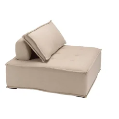 Macabane Chauffeuse capitonnée beige avec dossier et coussin Outlet