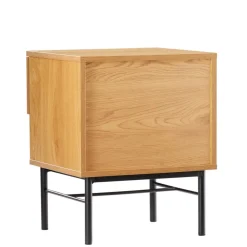 Macabane Chevet 1 tiroir décor effet bois rainuré noir et naturel SCOTT Online
