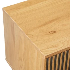 Macabane Chevet 1 tiroir décor effet bois rainuré noir et naturel SCOTT Online