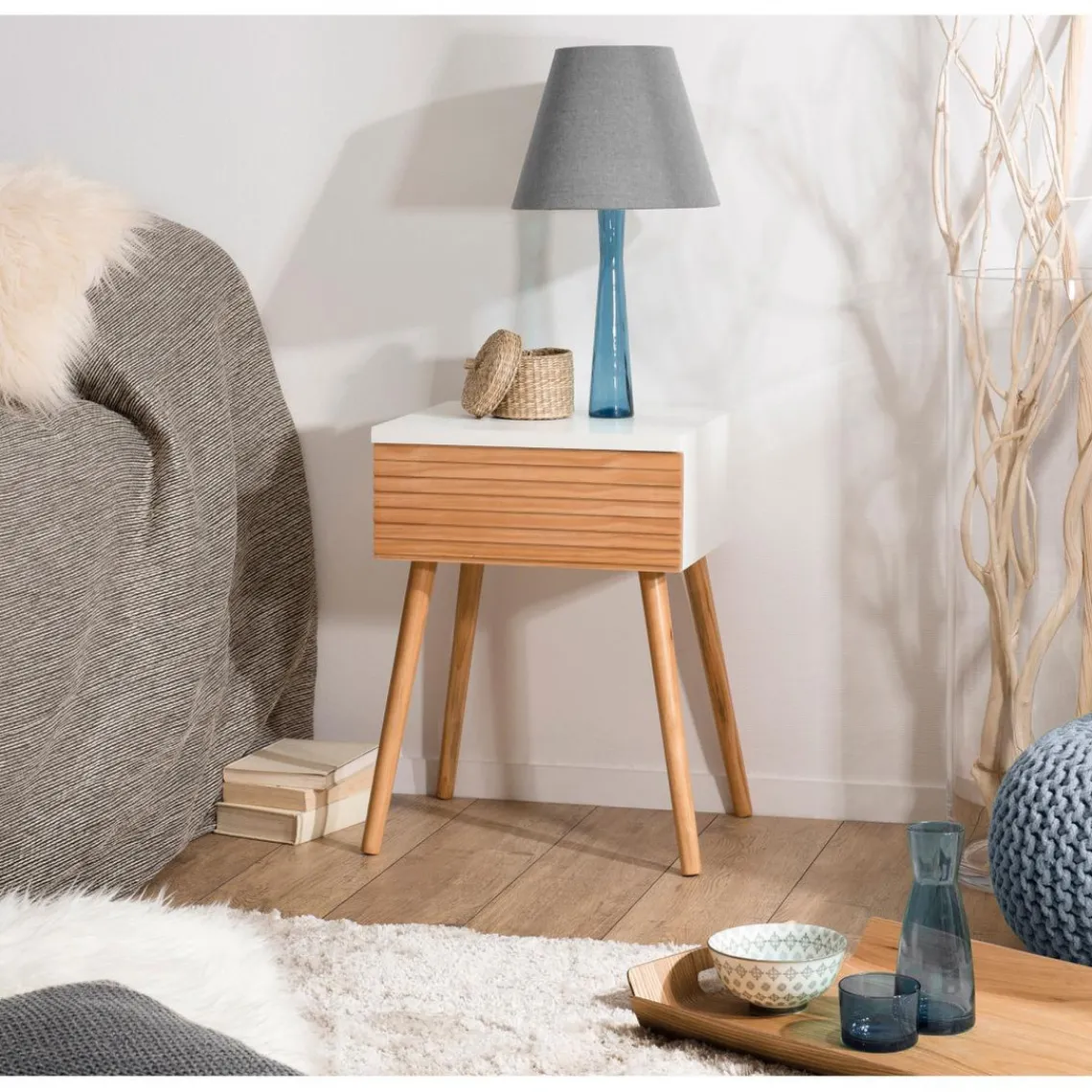 Macabane Chevet 1 tiroir style scandinave CAMY Best