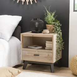 Macabane Chevet ANDRO Scandi 1 Tiroir 1 Niche Online