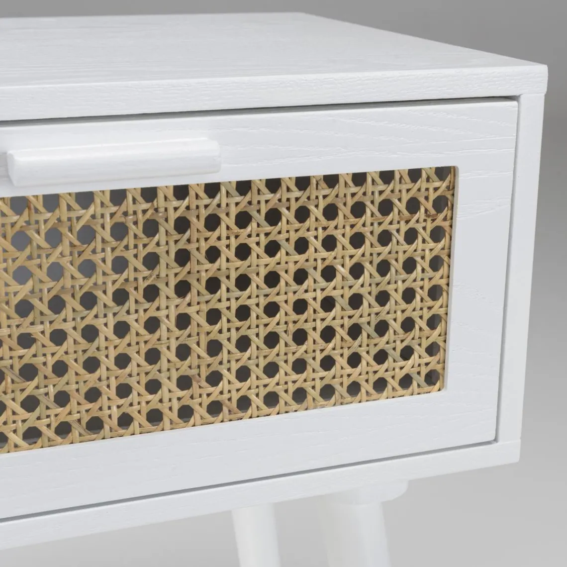 Macabane Chevet blanc 1 tiroir cannage naturel Best