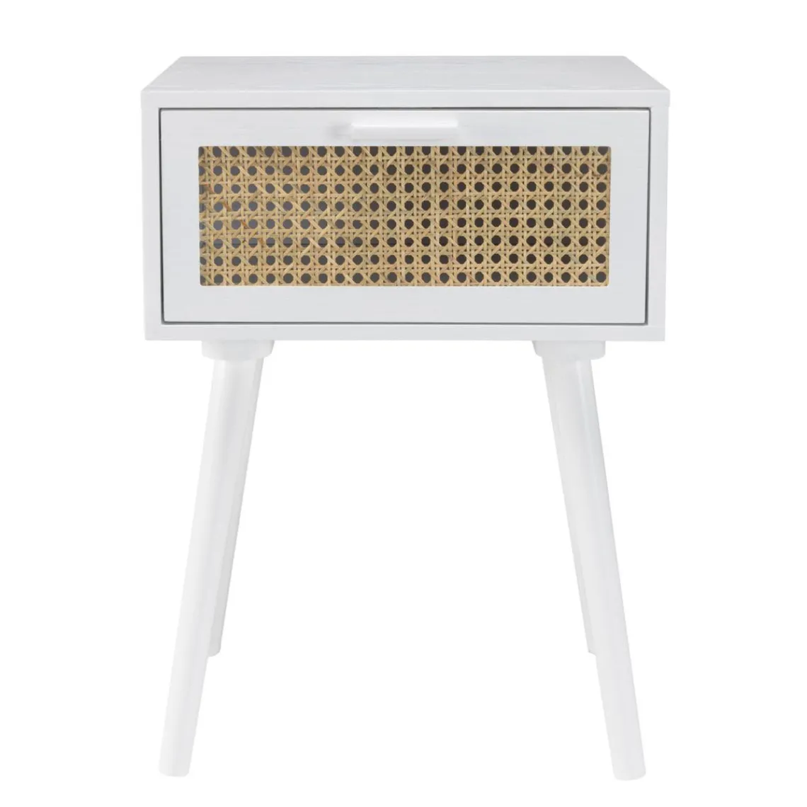 Macabane Chevet blanc 1 tiroir cannage naturel Best